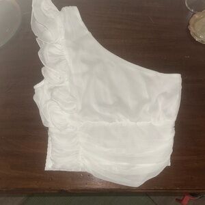 Elegant White One-Shoulder Top